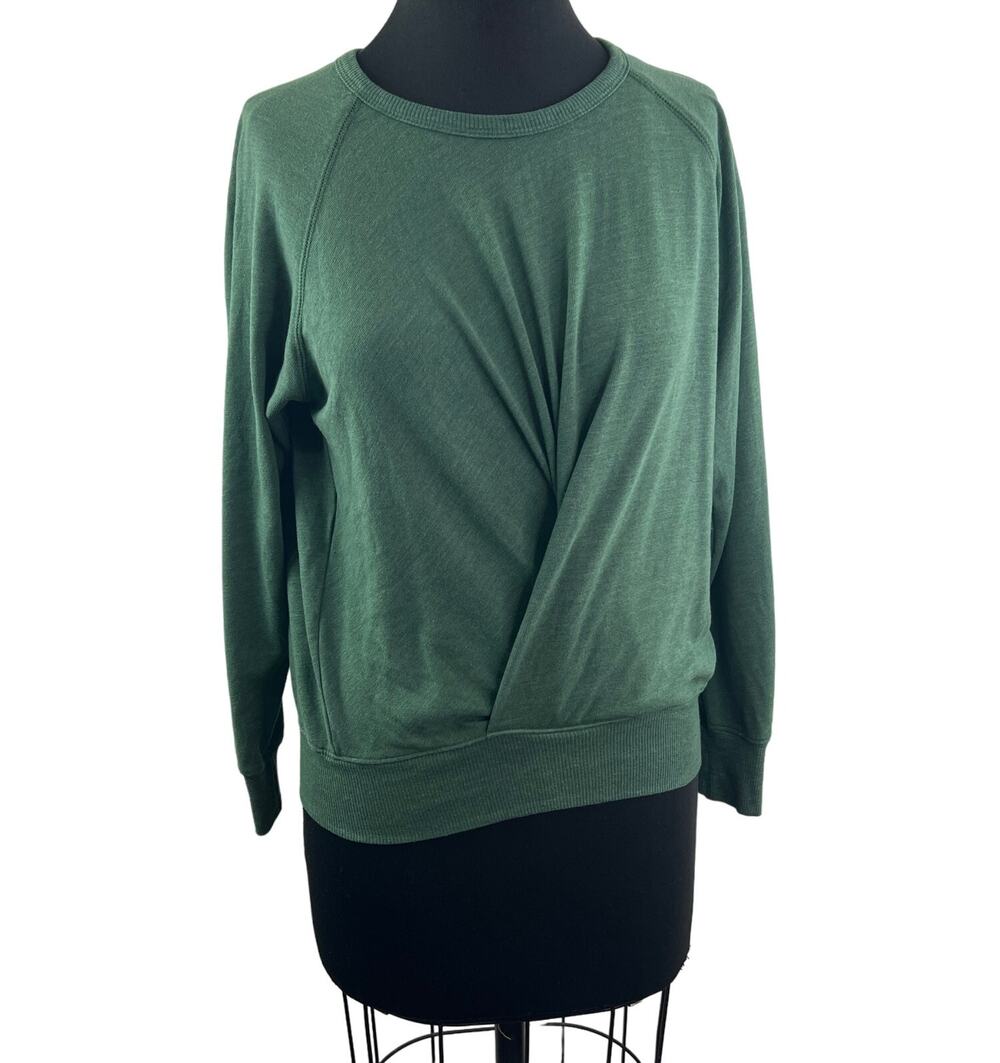 Anthropologie Sundry Twist Front Moss Green Sweatshirt Crewneck Pullover Size 0